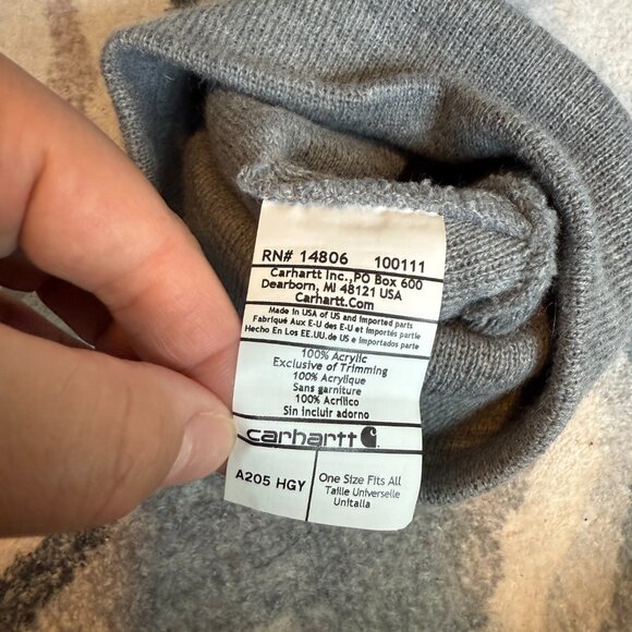 CARHARTT Logo Grey Knit Winter Beanie Hat Unisex One Size - Picture 4 of 4